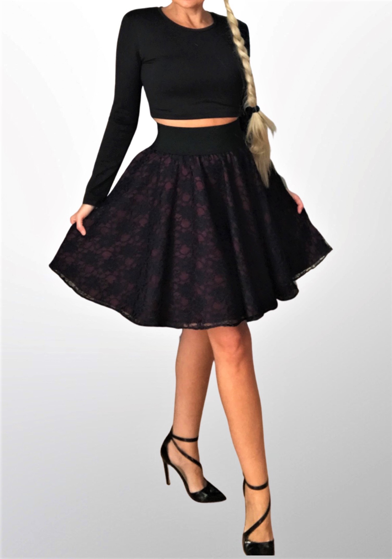 Sukně krátká krajková tmavě modrá BOROS SK-S-KBL01